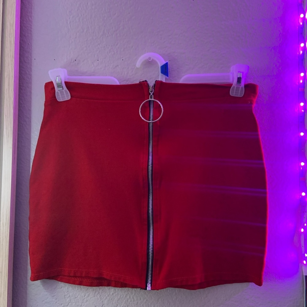 Red zip up skirt